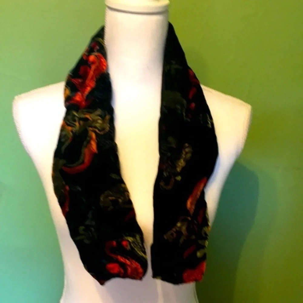 - Beautiful‎ black velvet scarf with rich shades